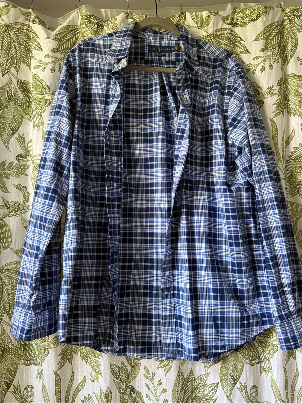 Ralph Lauren Classic Blue Plaid Men's Button-Up Shirt